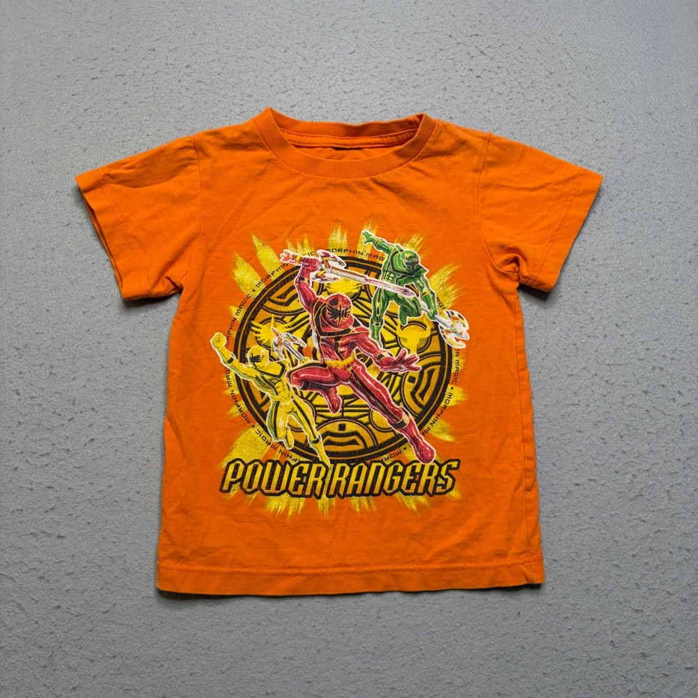 Power Rangers T-Shirt Kids 2-3T Orange Y2K Graphic Short Sleeve Mystic Force Tee